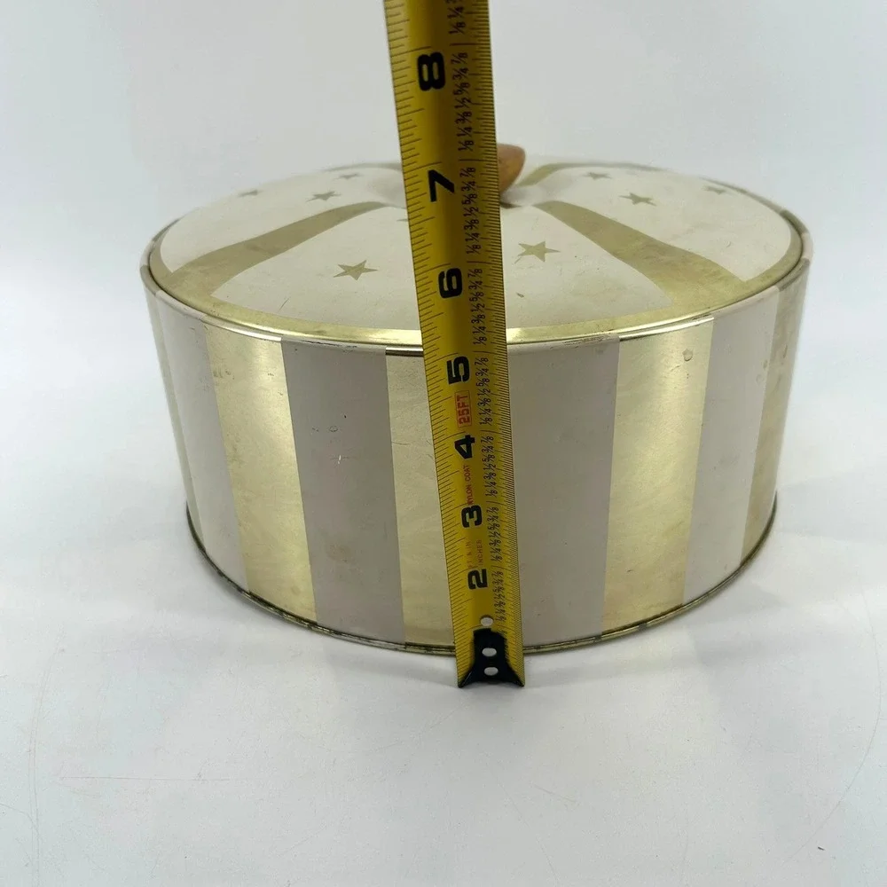 Vintage Guildcraft Gold & Cream Striped Metal Tin Bar Insulated Ice Bucket MCM